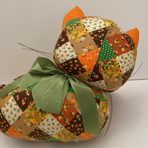 Vintage Handmade Patchwork Cat With Nursing Kittens Plush Stuffed Animal - 15” - Picture 7 of 9